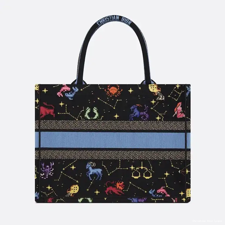 Cheap Dior Canvas Pixel Black Zodiac Book Motif Tote 0508 Luxury